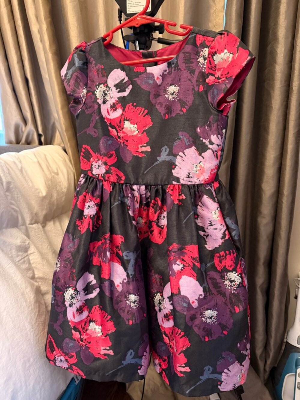 Gymboree Girls Floral Party Dress Size 5 - Black with Pink Purple Flowers